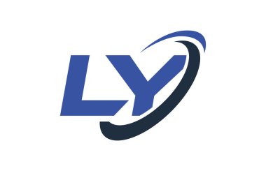 Ly Logo Swoosh elips mavi mektup vektör kavramı