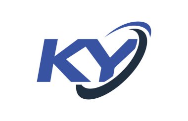 KY Logo Swoosh elips mavi mektup vektör kavramı