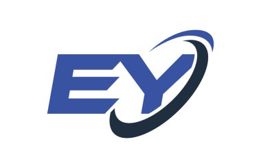 Ey Logo Swoosh elips mavi mektup vektör kavramı