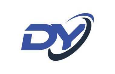 Dy Logo Swoosh elips mavi mektup vektör kavramı