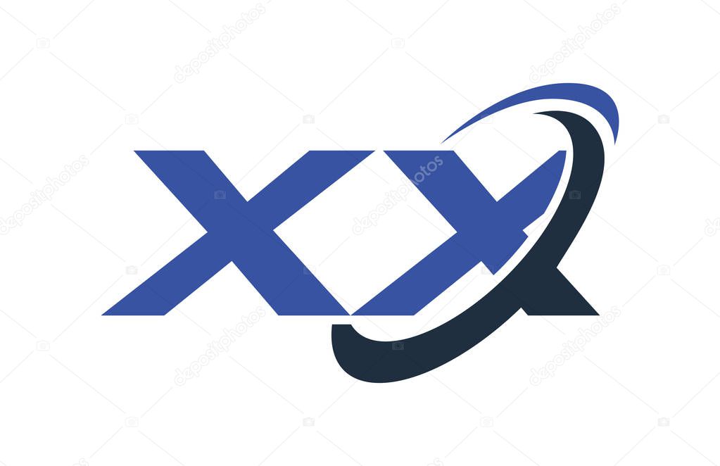 XX Logo Swoosh Ellipse Blue Letter Vector Concept