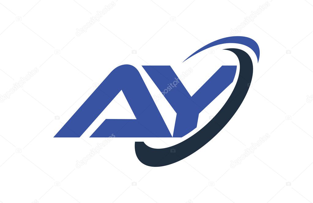 AY Logo Swoosh Ellipse Blue Letter Vector Concept