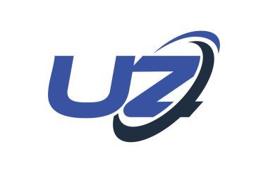 UZ Logo Swoosh elips mavi mektup vektör kavramı