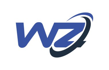 WZ Logo Swoosh elips mavi mektup vektör kavramı