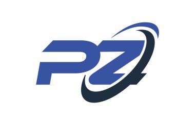 PZ Logo Swoosh elips mavi mektup vektör kavramı