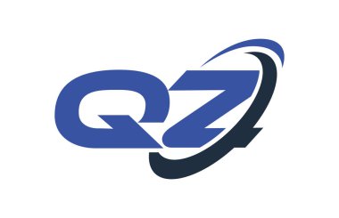 QZ Logo Swoosh elips mavi mektup vektör kavramı