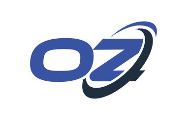 Oz Logo Swoosh elips mavi mektup vektör kavramı