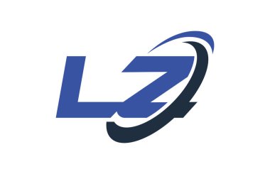 LZ Logo Swoosh elips mavi mektup vektör kavramı