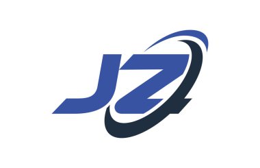 JZ Logo Swoosh elips mavi mektup vektör kavramı