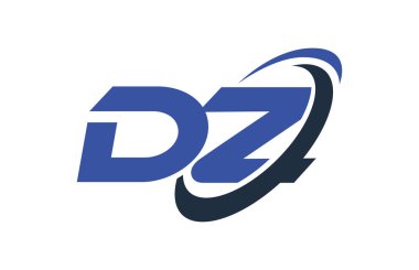DZ Logo Swoosh elips mavi mektup vektör kavramı