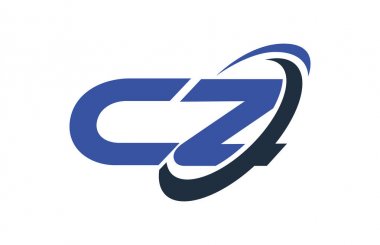 CZ Logo Swoosh elips mavi mektup vektör kavramı