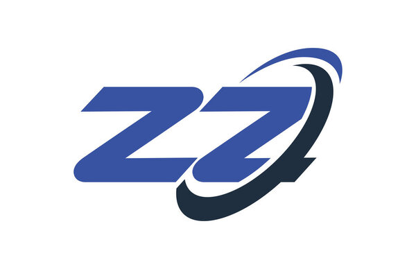 ZZ Logo Swoosh Ellipse Blue Letter Vector Concept