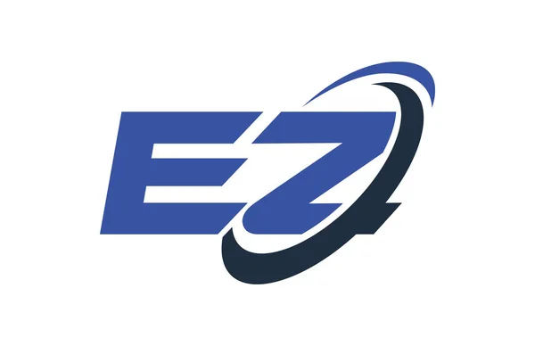 Logo Swoosh Elipse Azul Carta Vector Conceito — Vetor de Stock