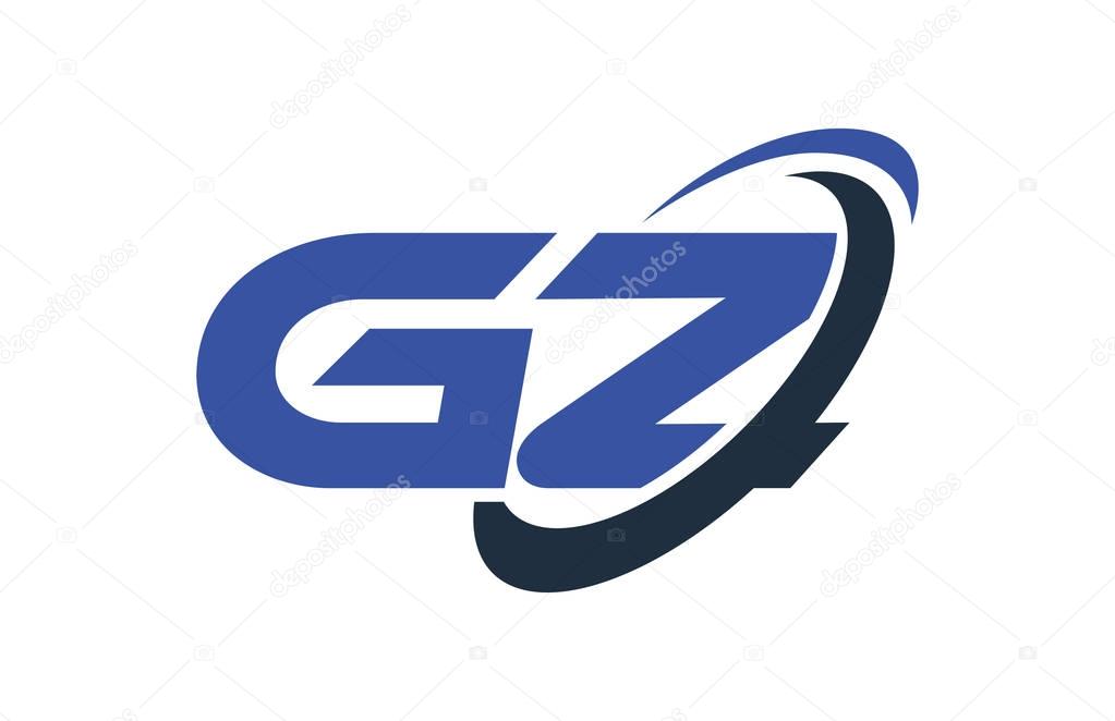 GZ Logo Swoosh Ellipse Blue Letter Vector Concept