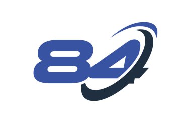 84 logo numara mavi Swoosh elips vektör simge şablonu