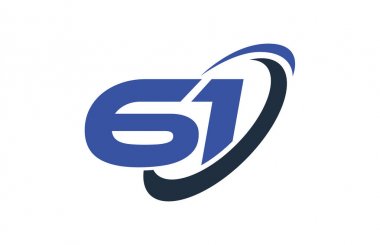 61 logo numara mavi Swoosh elips vektör simge şablonu