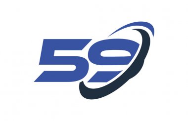 59 logo numara mavi Swoosh elips vektör simge şablonu