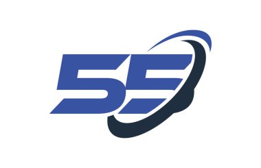 55 logo numara mavi Swoosh elips vektör simge şablonu