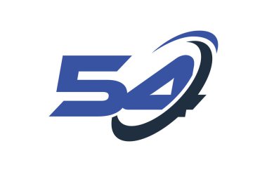 54 logo numara mavi Swoosh elips vektör simge şablonu