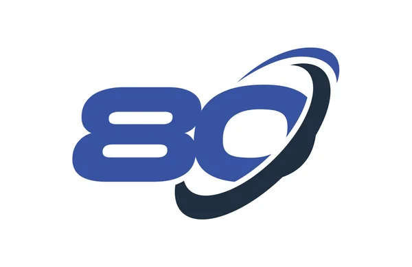 Modelo Azul Símbolo Vetor Elipse Swoosh Número Logotipo —  Vetores de Stock