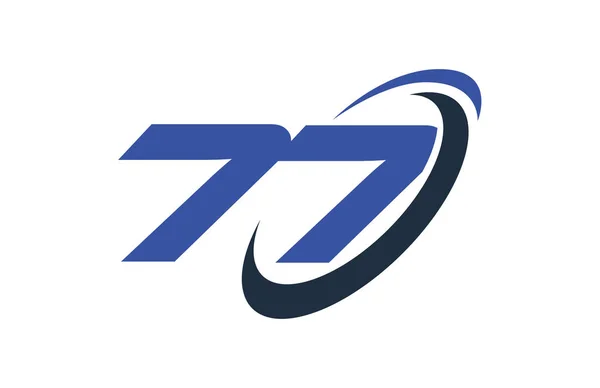 Logotipo Número Azul Swoosh Elipse Vetor Símbolo Modelo — Vetor de Stock