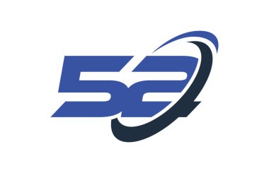 52 logo numara mavi Swoosh elips vektör simge şablonu