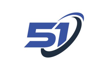 51 logo numara mavi Swoosh elips vektör simge şablonu