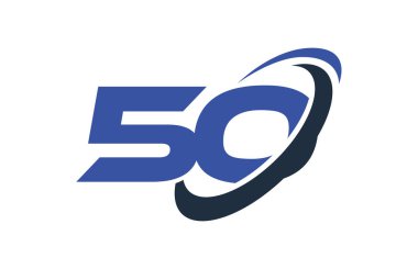 50 logo numara mavi Swoosh elips vektör simge şablonu