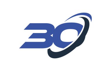 30 logo numara mavi Swoosh elips vektör simge şablonu