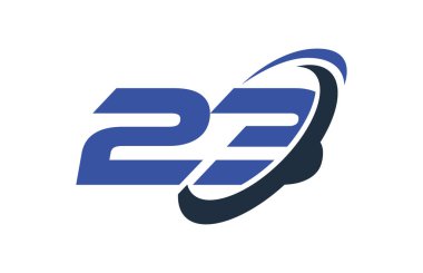 23 logo numara mavi Swoosh elips vektör simge şablonu