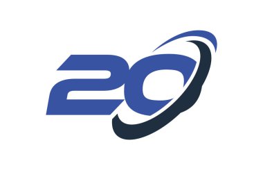 20 logo numara mavi Swoosh elips vektör simge şablonu