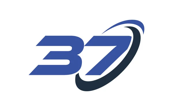 Modello Simbolo Vettoriale Ellisse Swoosh Blu Numero Logo — Vettoriale Stock