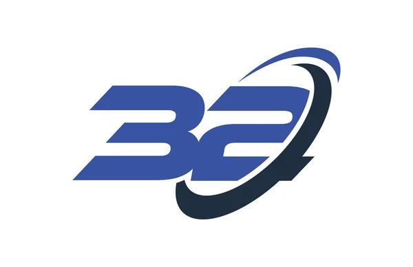 Modello Blu Del Simbolo Del Vettore Ellisse Swoosh Numero Logo — Vettoriale Stock