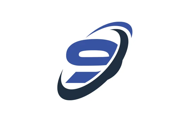 Número Logotipo Plantilla Símbolo Vector Elipse Swoosh Azul — Vector de stock