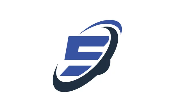 Číslo Modré Logo Swoosh Elipsa Vektor Symbol Šablona — Stockový vektor