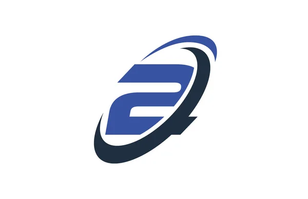 Logotipo Número Azul Swoosh Elipse Vetor Símbolo Modelo —  Vetores de Stock