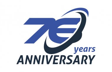 76 yıl yıldönümü Swoosh elips tasarım vektör Logo şablonu
