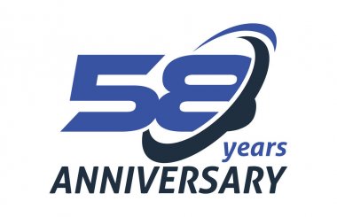 58 yıl yıldönümü Swoosh elips tasarım vektör Logo şablonu