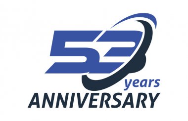 53 yıl yıldönümü Swoosh elips tasarım vektör Logo şablonu