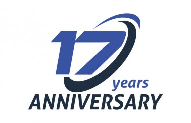 17 yıl yıldönümü Swoosh elips tasarım vektör Logo şablonu