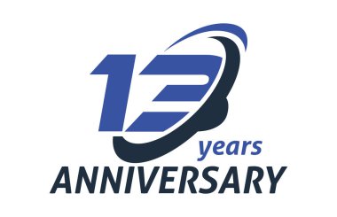 13 yıl yıldönümü Swoosh elips tasarım vektör Logo şablonu