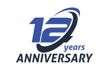 12 yıl yıldönümü Swoosh elips tasarım vektör Logo şablonu