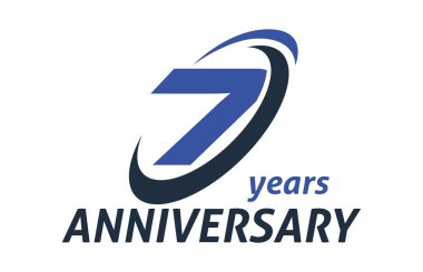 7 yıl yıldönümü Swoosh elips tasarım vektör Logo şablonu