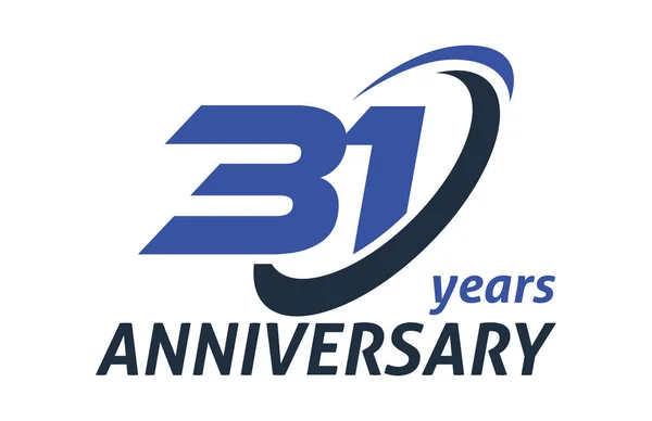 Anos Aniversário Swoosh Elipse Design Vector Logo Template — Vetor de Stock