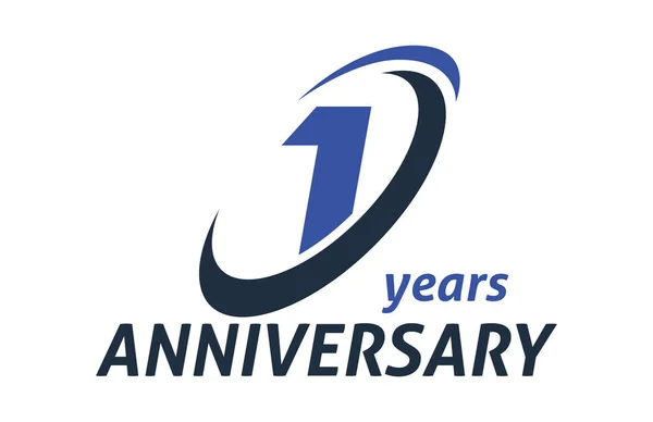 Years Anniversary Swoosh Ellipse Design Vector Logo Template — Stock Vector