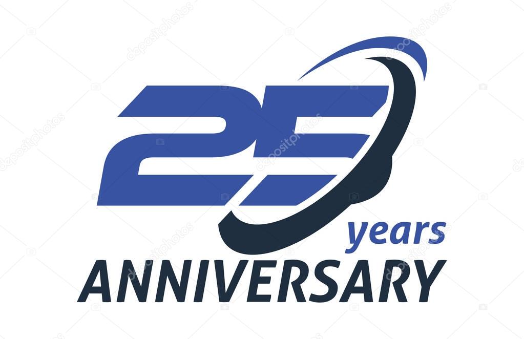 25 Years Anniversary Swoosh Ellipse Design Vector Logo Template