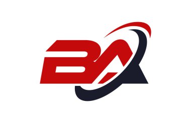Ba Logo Swoosh elips kırmızı mektup vektör kavramı