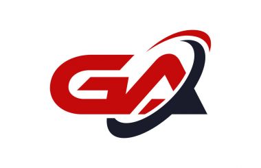 GA Logo Swoosh elips kırmızı mektup vektör kavramı