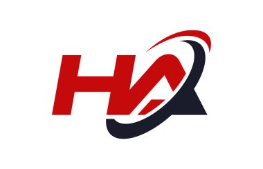 Ha Logo Swoosh elips kırmızı mektup vektör kavramı