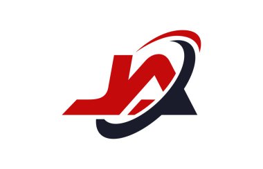 Ja Logo Swoosh elips kırmızı mektup vektör kavramı